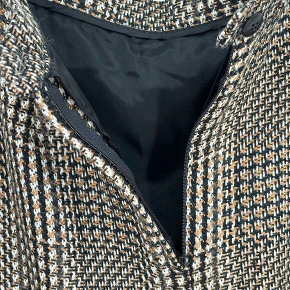 Paul Stanley Vintage Wool Blend Herringbone Print Skirt Black /Tan/Cream Size 12 - Picture 9 of 10